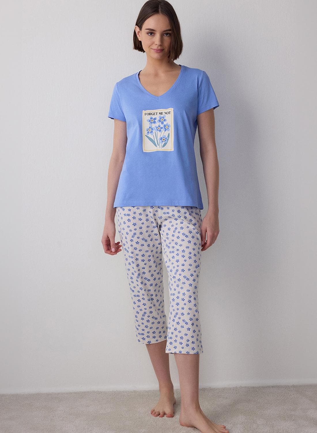 Penti Blue Forget Me Not Kapri Set Pajama Set