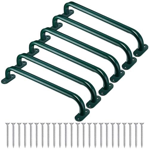 Zonon 6 Pcs Safety Playground Handles Swing Set Metal Monkey Bars Indoor Outdoor Swing Set Accessories Grab Playset Handles Grips Climbing Frame for Play House Jungle(17 Inch,Green)