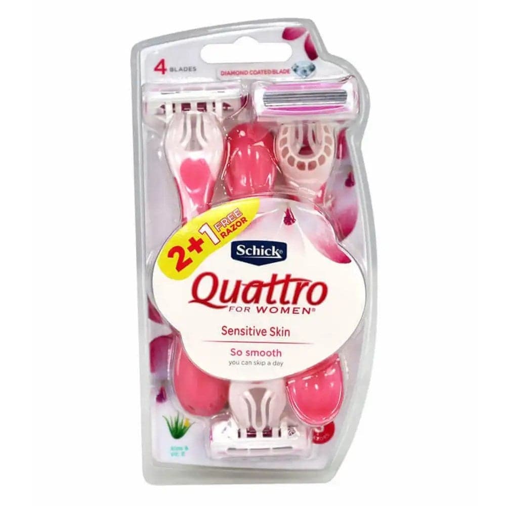 Schick Quattro Sensitive Skin 4 Blades Razor for Women- 3pcs