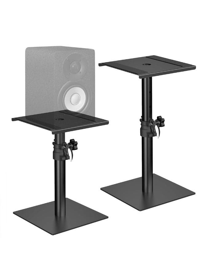 Set of 2 Desktop Studio Monitor Speaker Stands Bookshelf Speaker Stands, Free-Standing Speaker Stand Desktop Set, Height Adjustment and Tilt, Universal Audio Holders for Computer and Bookshelf Speakers, Black