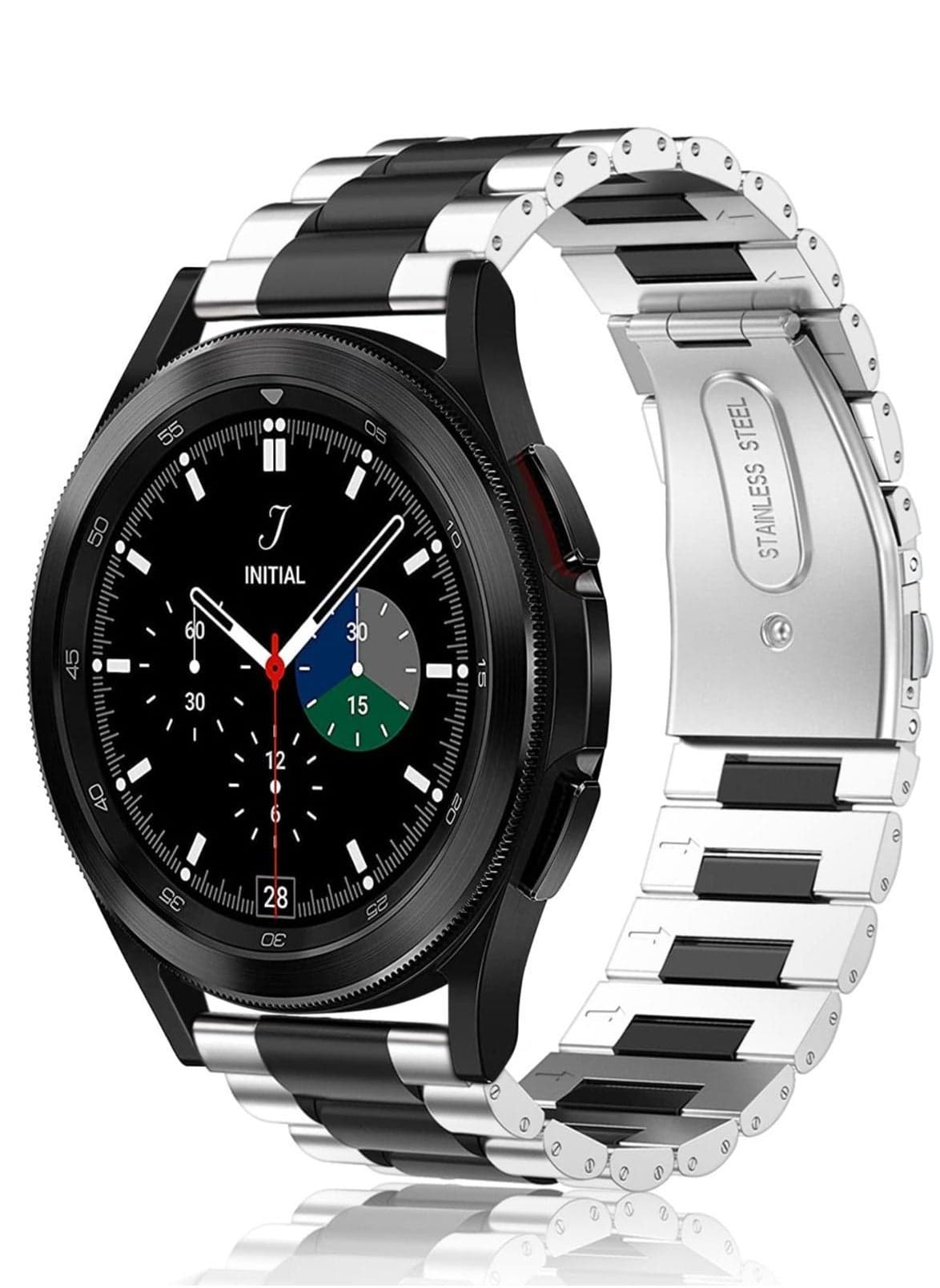 Watch Band for Samsung Galaxy Watch 4 40 / 44mm and Classic 42 / 46mm / Watch 3 41mm/ Watch 42mm / for Galaxy Watch Active2 / Active / for Galaxy Watch 42mm with 20mm Stainless Steel Metal Band