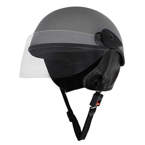 Western Era Half Helmet with Clear Visor for Multipurpose ||Comfort & Safety|| Stylish Enhanced Design. (Large, Silver Glossy) (Non-Motorized)
