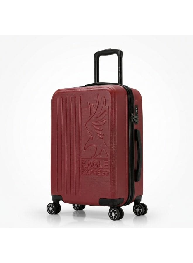 Eagle Express Superior 20 Inch Cabin Luggage Burgundy, ABS Hard Shell Carry On Trolley Suitcase with Lightweight Travel Design, 360 Spinner Wheels, Secure Lock System and 2 Year Warranty