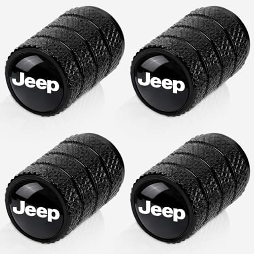 4pcs Tire Valve Stem Caps Compatible with Jeep Series Stem Cap Universal Car Air Cover Car Accessories for Cars SUV Truck Motorcycles Black