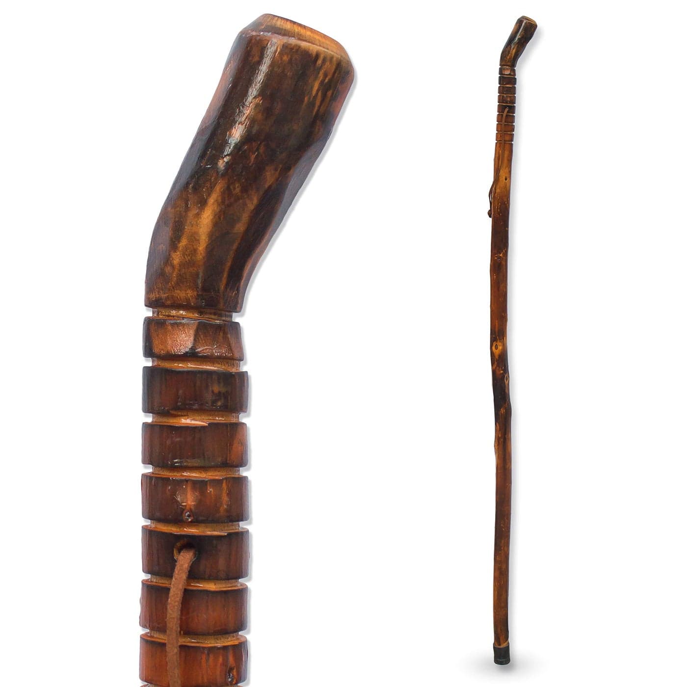 RMS Natural Wood Walking Stick 48 Inch Handcrafted Wooden Hiking Stick Assisting Men or Women with Disability or Limited Mobility Grooved Handle 48 Inch