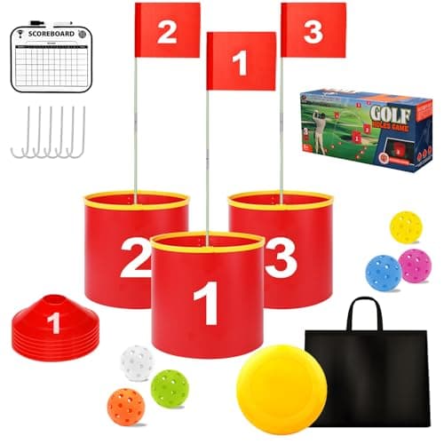Golf Yard Bucket Games 3 Holes Golf Practice Game with Flag Golf Chipping Game for Kids and Adults Outdoor Indoor Park Beach Backyard Lawn