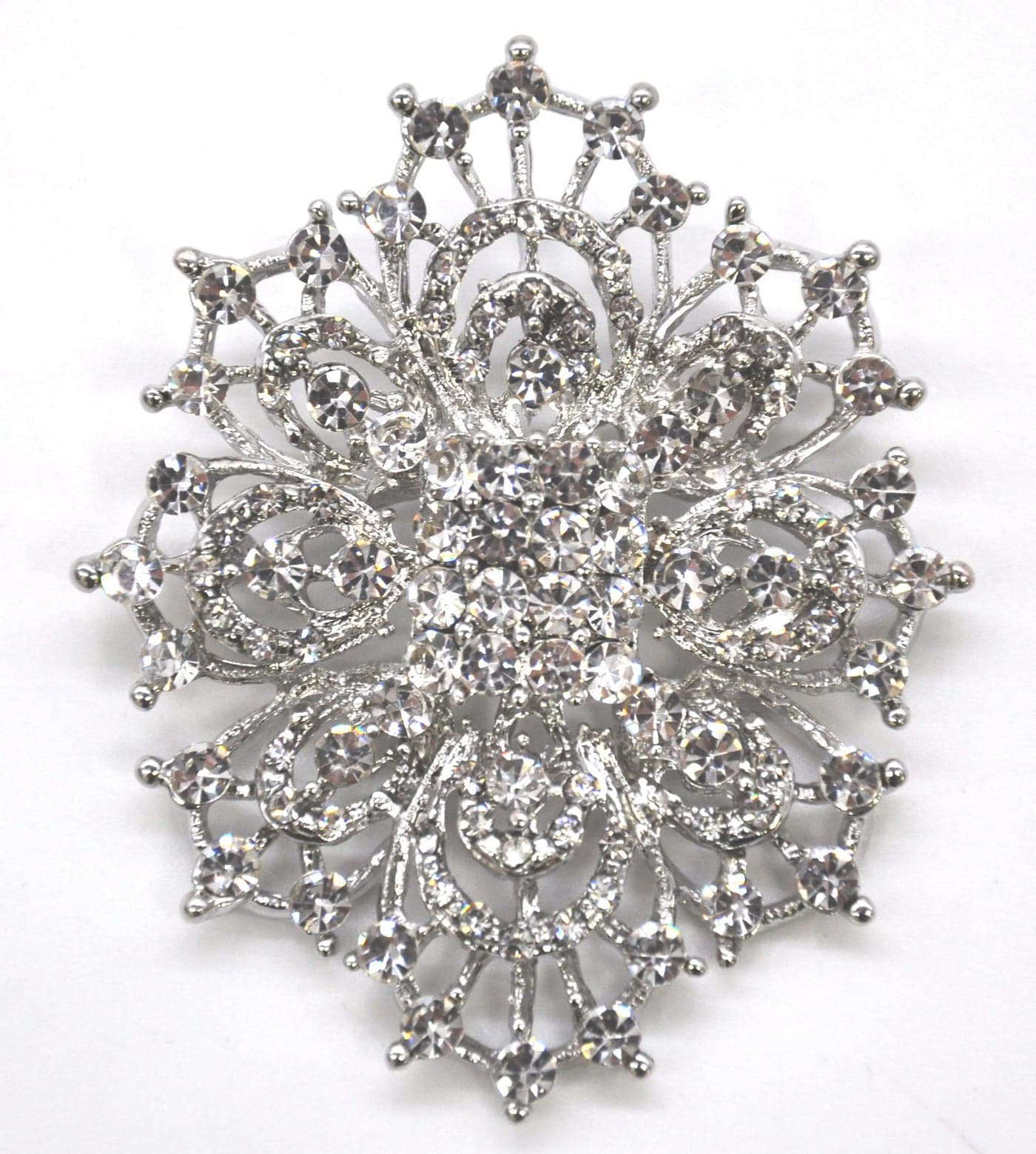 Belagio Enterprises 2 12Inch Bunch Rhinestone Brooch BW140 Silver
