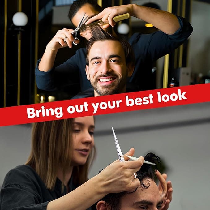 Nixcer Professional Super Cut Hairdressing Scissors Barber Scissors for Saloon Home High Carbon Stainless Steel with Pointed Tip for Precision Cutting Silver 65