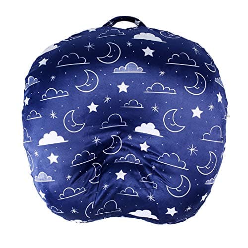 Minky Removable Newborn Lounger Cover Nursing Pillow Slipcover Soft Snug Fits Boppy Lounger Navy Blue Stars and Clouds Large