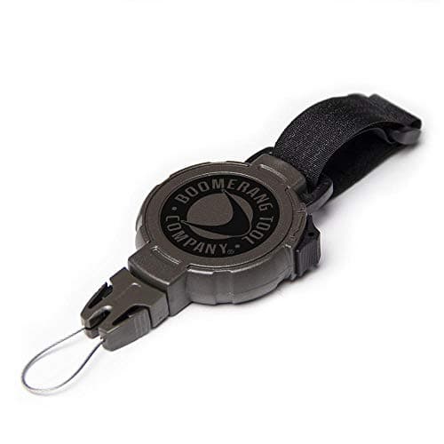 Boomerang Tool Company Hunting GPS Retractable Gear Tether, Hook & Loop Strap, 48" Retractable Cord, 8 oz. Retraction, Green Polycarbonate Case, Universal Attachment