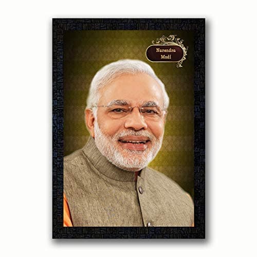 pnf Narendra Modi with Wooden Synthetic Frame Painting with Acrylic Sheet (Glass) Size 14 x 20 inch