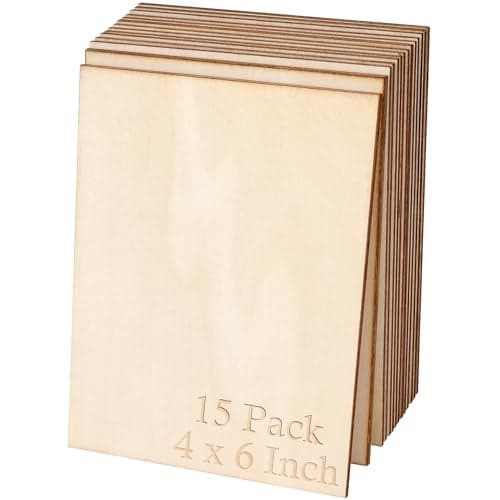 Blisstime 15PCS 4x6 Inch Wood Squares Unfinished Square Wood Pieces for CraftsPainting Writing DIY Supplies Engraving and Carving Home Decorations 4x6 Inch 15Pcs