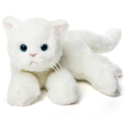 Bearington Muffin White Cat Stuffed Animal 15 Realistic White Cat Stuffy with Soft Plush Fur and Floppy Body Adorable Stuffed Kitty Cats for Girls Gift for Kids Toddlers and Kitten Lovers