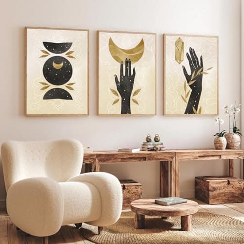 Gamya Boho wall Art Paintings Modern Art Framed Wall Painting for Living Room Bedroom - Wall Posters | Paintings with Frame Set of 3 (14x18 Inches) (Art 4)