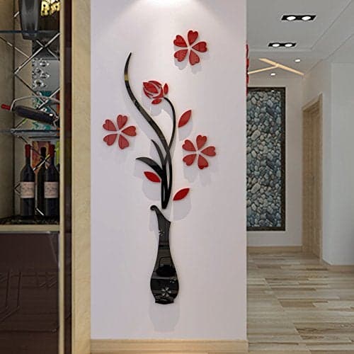 Hermione Baby 3D Vase Wall Murals for Living Room Bedroom Sofa Backdrop TV Background, Originality Stickers Gift, DIY Wall Decal Decor (Red, 47 X 18 Inches)