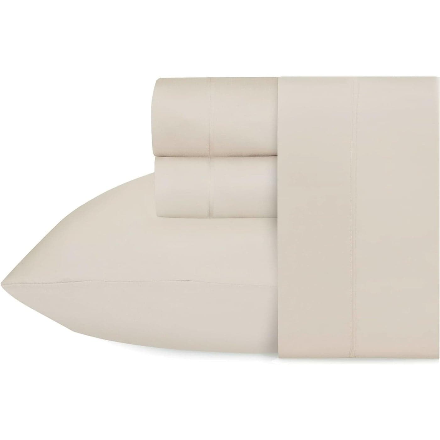 Bed Sheets Set 4 Pieces Cooling 600 TC 100 Egyptian CottonFitted SheetFlat Sheet Pillowcases Breathable Soft Silky Sateen Weave Fits Mattress from 8 Up to 16 Deep Pocket Ivory Full