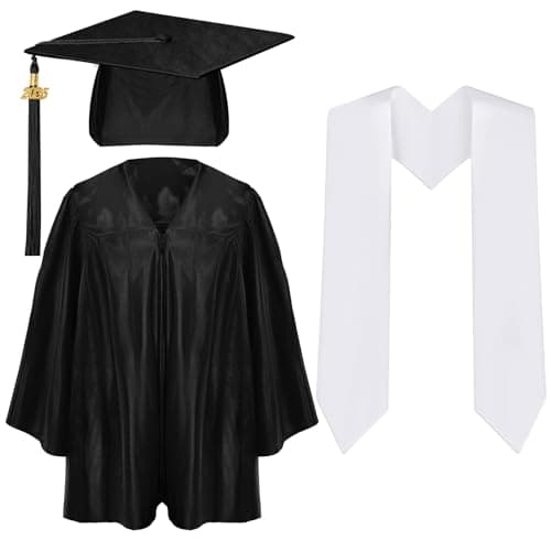 baotongle Black Kindergarten Preschool Graduation Gown Cap Set with 2025 Tassel Graduation Stole for Toddler Kids Size 21