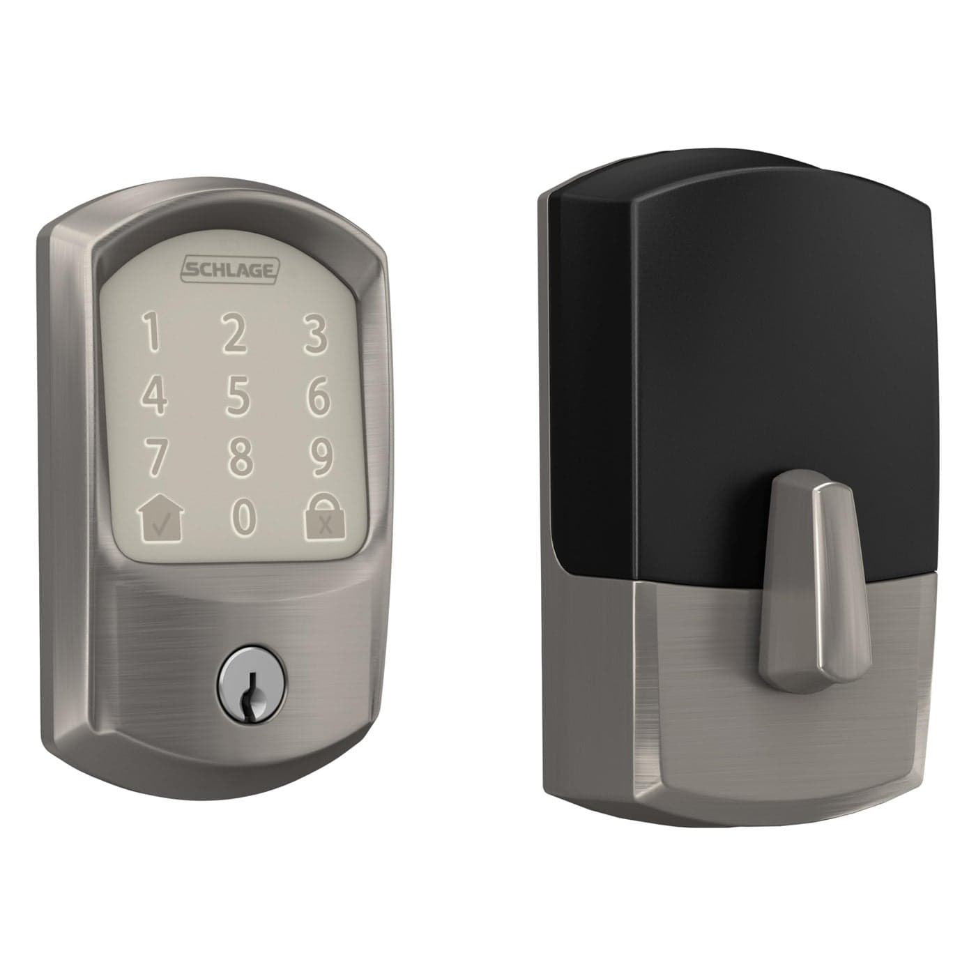 SCHLAGE BE489WB GRW 619 Encode WiFi Deadbolt Smart Lock Keyless Entry Touchscreen Door Lock with Greenwich Trim Satin Nickel