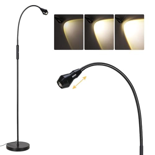 SUNMORY Adjustable LED Beam Floor Lamps for Living Room, Reading Lamp with Flexible Gooseneck, Dimmable Zoomable Spotlight, Work Light, Touch Control, Task Crafting Standing Lamp for Office Bedroom