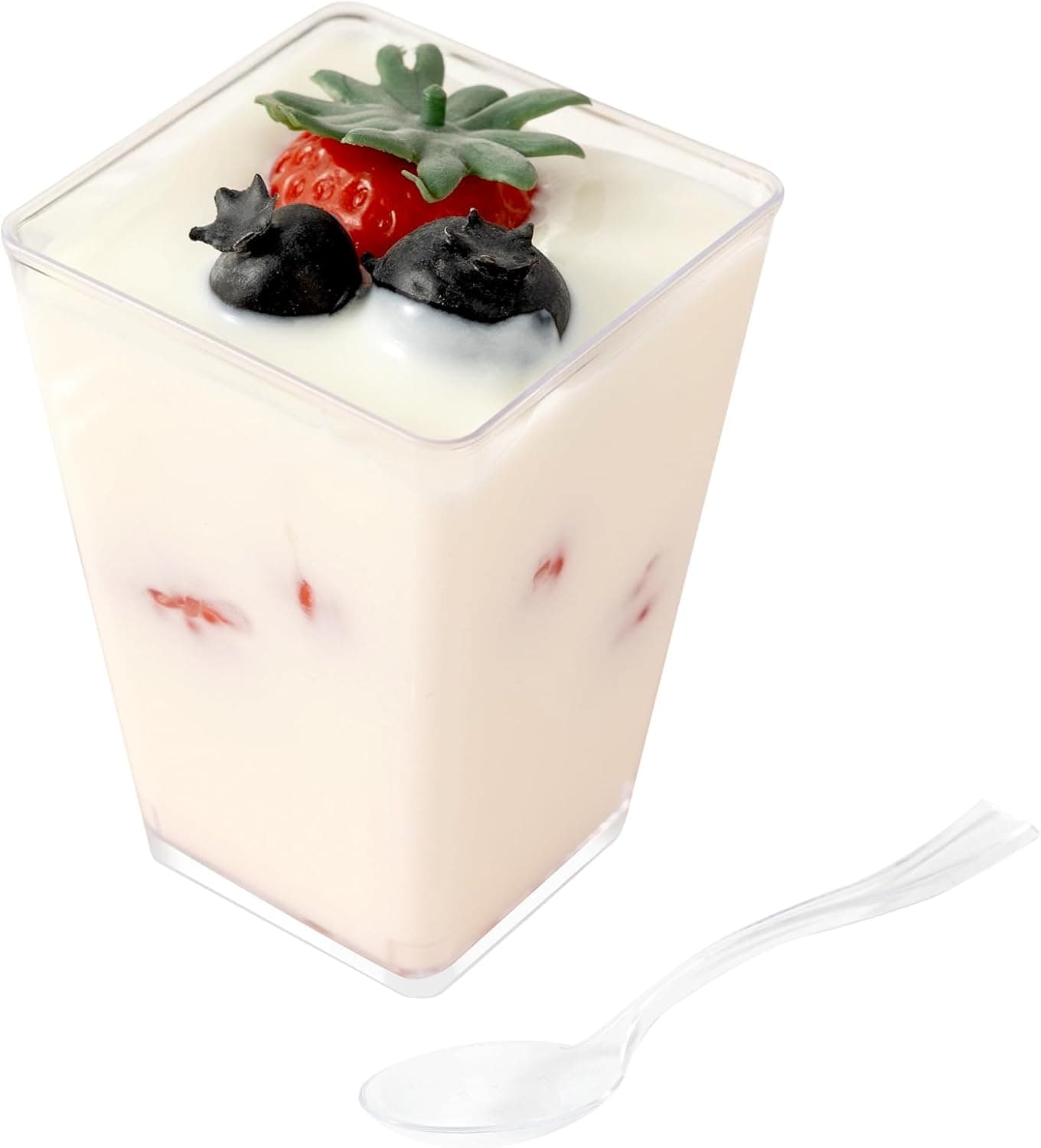 HOMIP 60Pack 5oz Plastic Dessert Cups with Spoons No Lids Ideal for Yogurt Parfaits Pudding Fruit Ice Cream Party Desserts Perfect for Events Gatherings