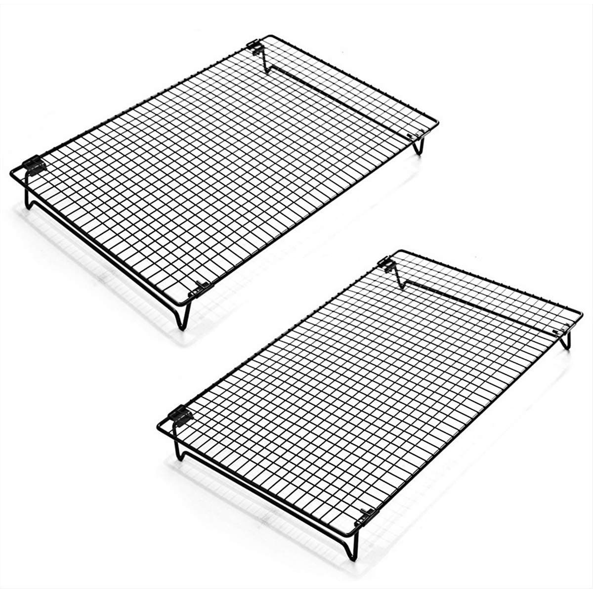 Kingrol 2Piece Cooling Rack with Collapsible Folding Legs for Cooking Roasting Drying Grilling Black