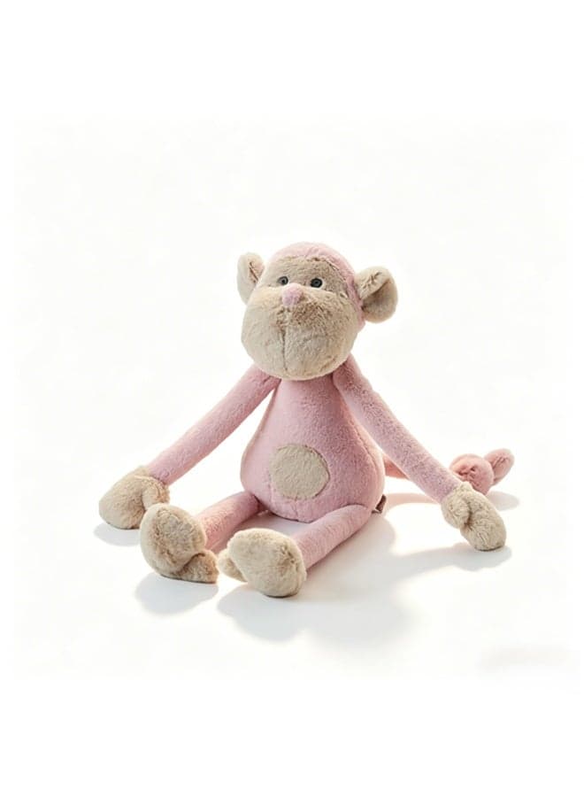 Pink Monkey Stuffed Animal, Soft Plush Baby Comfort Toy, Cute Long Legged Monkey Plush Doll, Kids Snuggle Companion, Birthday Gift for Children, Nursery Decor Pillow for Boys & Girls 3+