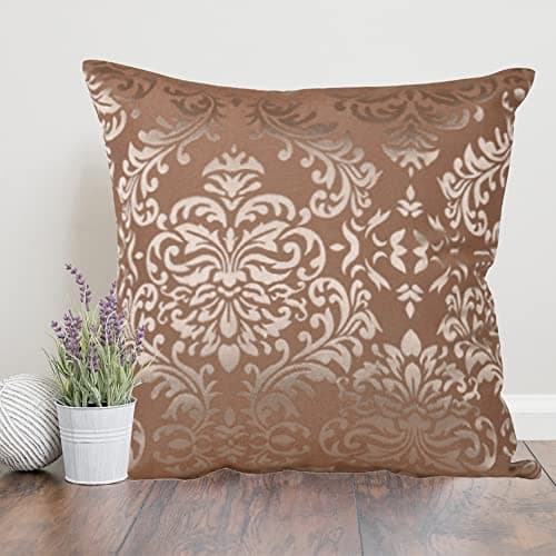 Home- The best is for you Designer self Design/Woven Cotton Cushion Cover (24 inch x 24 inch, Brown) - Pack of 1-275 TC