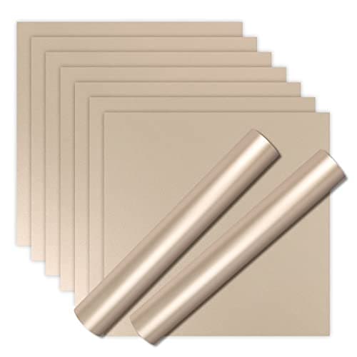 HTVRONT Special Permanent Vinyl Champagne Gold Metallic 9 PCS 12x12 Gold Matte Metallic Permanent Vinyl Sheets for Cutting Machine