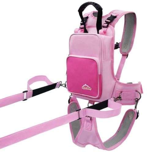 RYNQAVOA Ski Harness for Kids, Ski and Snowboard Harness Trainer for Beginners, Ski Leash for Kid with Shock Bungees & Reinforced Lift Handle, Teach Speed Control for Skiing & Snowboarding (Ages 2-7)