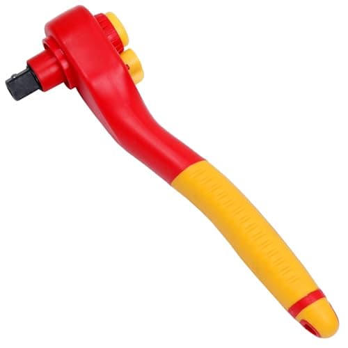WEDO Insulated Ratchet Wrench 38 Drive 8 LengthElectricians Safety Wrench VDE 1000V AntiSlip Handles Head DieForged of Chrome Vanadium Steel IEC 60900