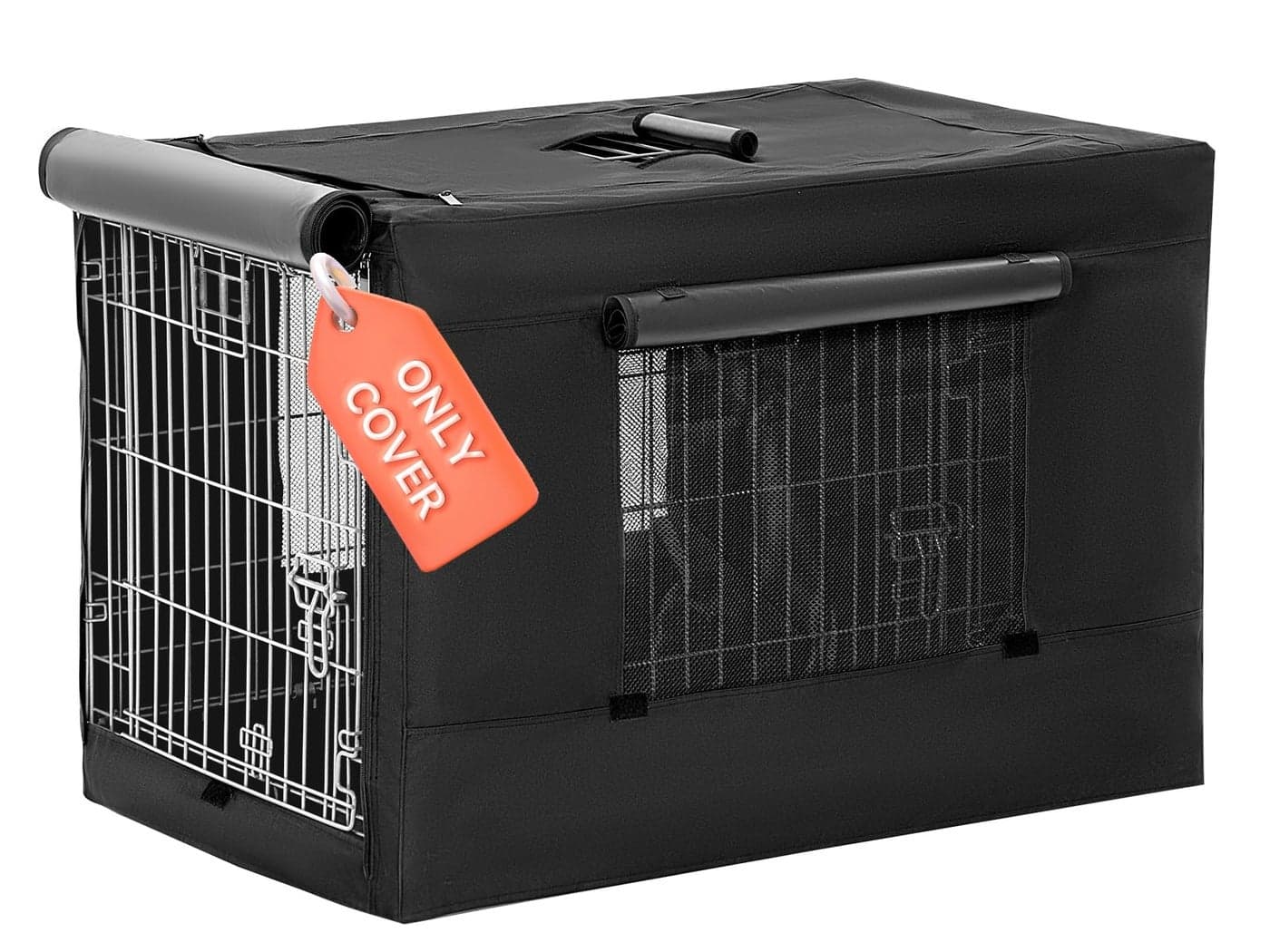 PETSFIT Dog Kennel Cover for Wire Dog Crate(30in/36inch/42inch), Single Door, Mesh Window, Flap On The Top and Back is Detachable, Dog Crate Cover Black 36inch