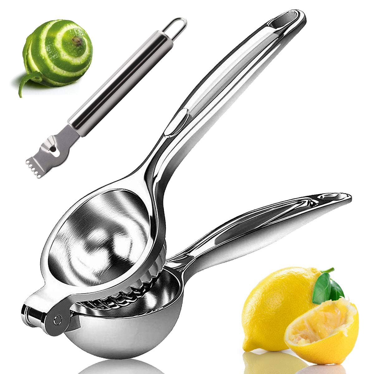 Monkkino Lemon Squeezer Lemon Squeezer Juicer Citrus Juicer Handheld Metal Lemon Hand Press Lime Squeezer Bar Tool Manual Citrus Press wStainless Steel Zester