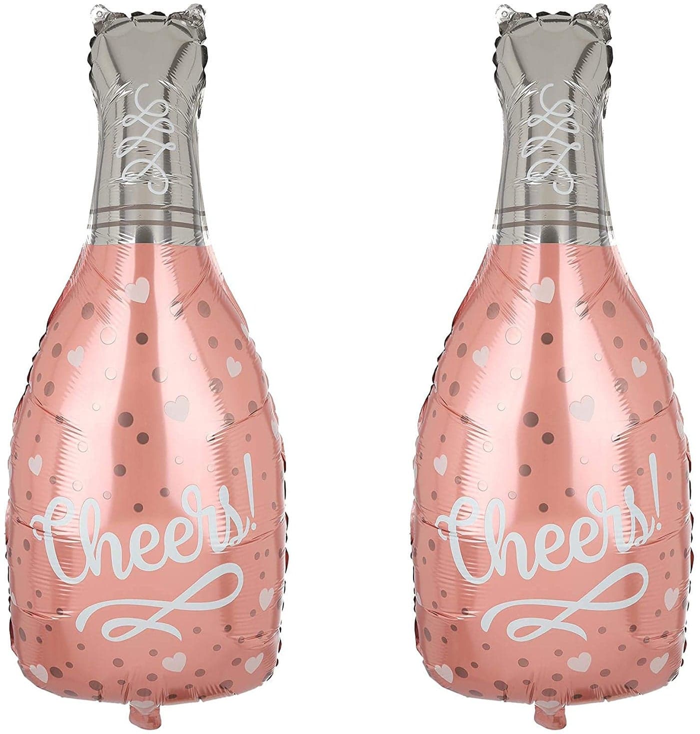 AMFIN® (Pack of 2) Champagne Bottle Foil Balloons Birthday Engagement Bachelorette Party Bridal Shower Wedding Celebration Anniversary Decor - Rose Gold
