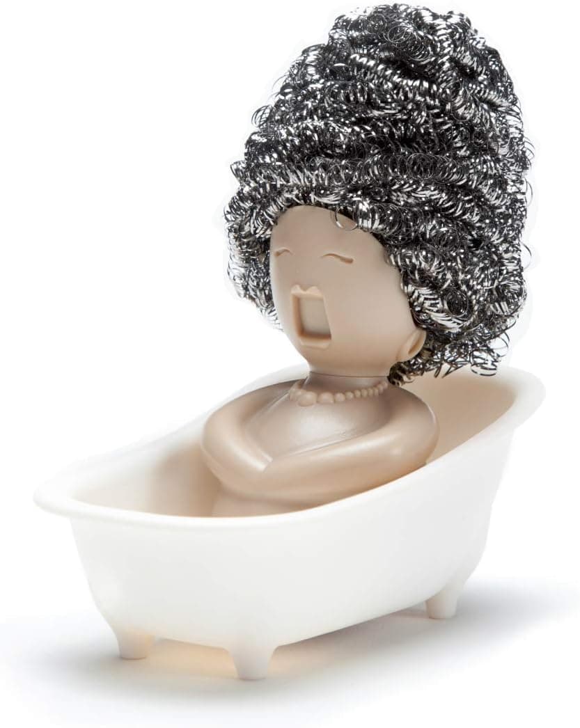 PELEG DESIGN Soap Opera Sponge Holder for Kitchen Sink Cute Funny Dish Scrubber Holder Kitchen Organizer Includes 1 Metal Scrubber