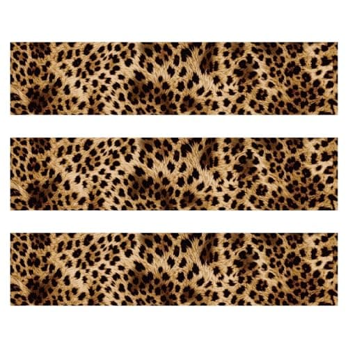 3pcs Leopard Print Edible Cake Border Strips 28x62cm11x244 Inch Brown Black Cheetah Pattern Rice Wrap Paper PreCut Cake Side Image Trim Decorations for Women Birthday Party