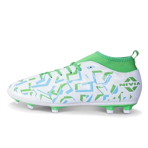 Nivia Pro Encounter 10.0 Football Stud for Men/Comfortable and Lightweight/Sports Shoe/UK-11(White)