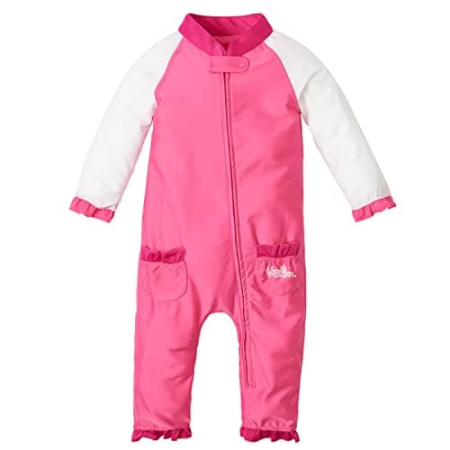 UV SKINZ Baby Girls’ Sun and Swimsuit with UPF 50+ Sun Protection – Full Body Swimsuit for Baby, Baby UV Protection Clothing, Baby Girl Swim Bodysuit - Bubblegum Pink/White - 12/18m