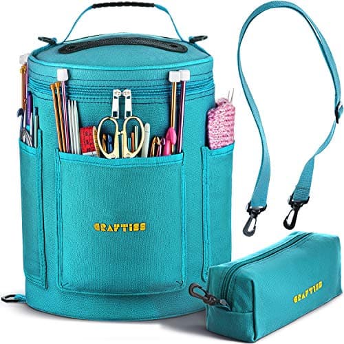 CRAFTISS Knitting Bag Yarn Storage Christmas Gift Best Durable Canvas Yarn Bag for Crochet Accessories Yarn Organizer Crochet Bag with Knitting Accessories Case