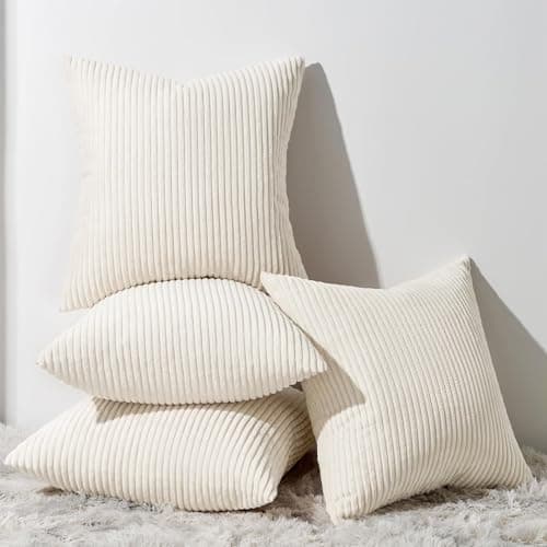 Topfinel Decorative Beige Throw Pillow Covers Cushion Cases Set of 4 Soft Velvet Modern DoubleSided Designs Natural Home Decor Pillow Inserts Not Included 16x16 inch