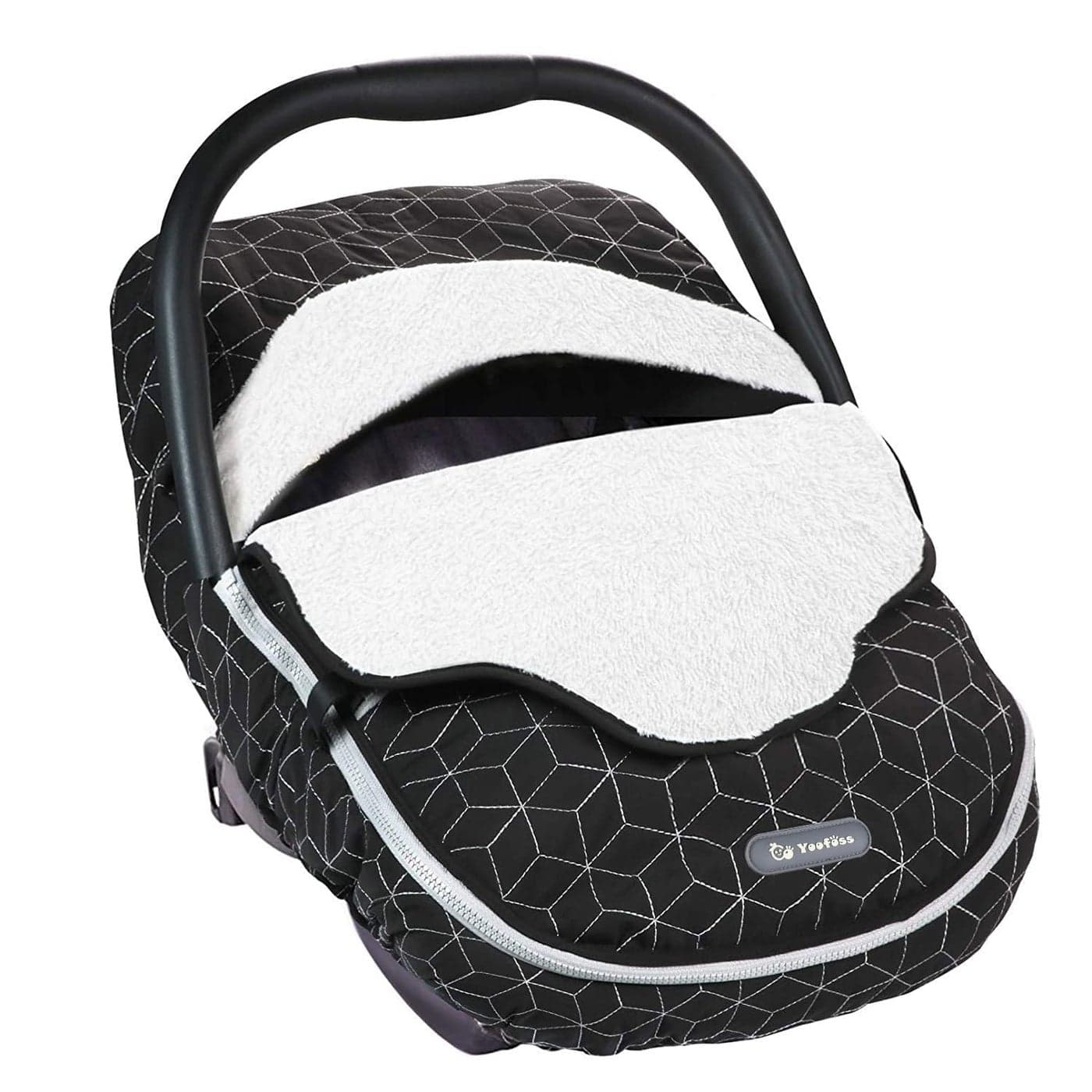 Yoofoss Baby Car Seat Cover Winter Carseat Canopies Cover to Protect Baby from Cold Wind Super Warm Plush Fleece Baby Carrier Cover for Infant Boys Girls Black