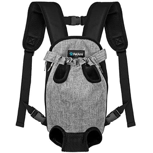 PetAmi Dog Carrier Backpack, Adjustable Dog Pet Cat Front Carrier Backpack | Ventilated Dog Chest Carrier for Hiking Camping Travel, Sling Bag for Small Medium Dog Cat Puppies, Large, 12-16 lbs, Black