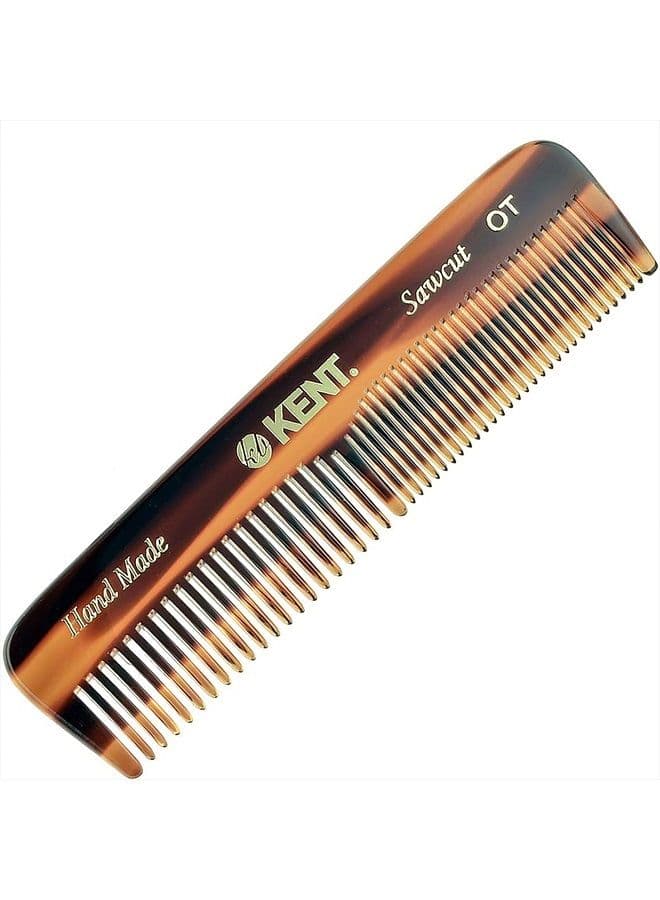 Kent A OT Small Double Tooth Hair Pocket Comb, Fine/Wide Tooth Comb For Hair, Beard and Mustache, Coarse/Fine Hair Grooming Comb for Men, Women and Kids. Saw Cut Hand Polished. Handmade in England