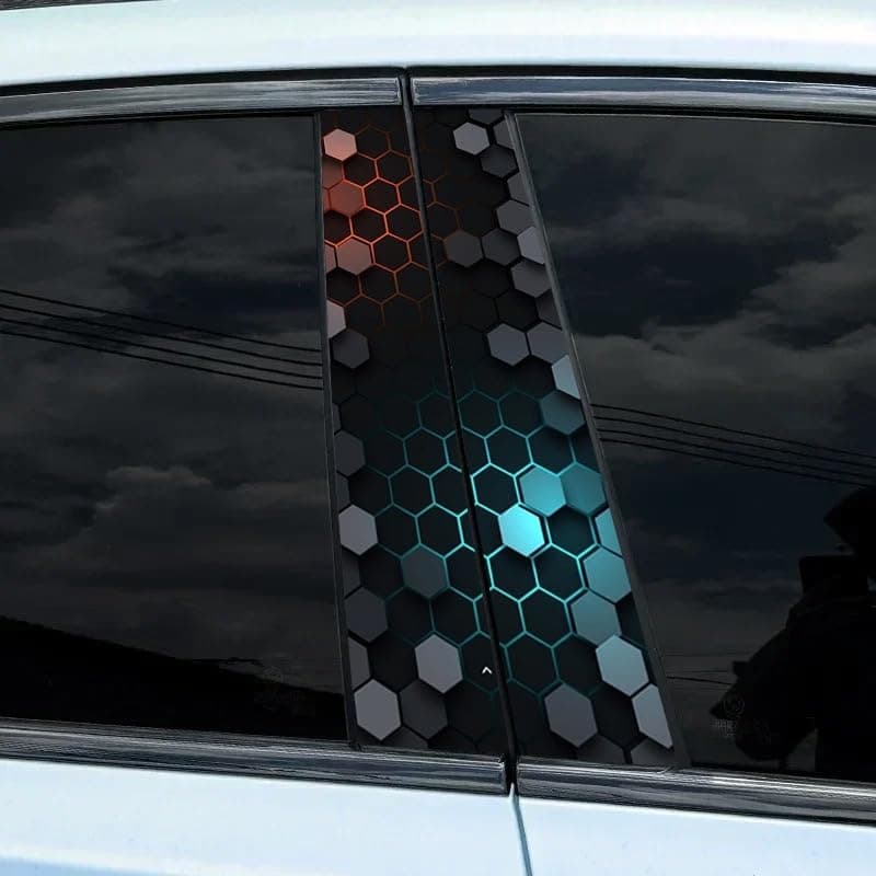 JSCARLIFE Skull Car B-Pillar Sticker, HD Printed PVC Waterproof Car Decals, Car Stickers Vinyl Self-Adhesive Side Strip Decal Cool Stickers (Honeycomb Style 3)