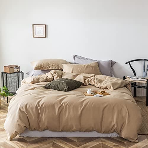 Cottonight Khaki Comforter Set California King Champagne Bedding Set Women Men Taupe Sand Color Blanket Quilts Soft Beige Breathable Modern Solid Comforter Set for Cal King Bed