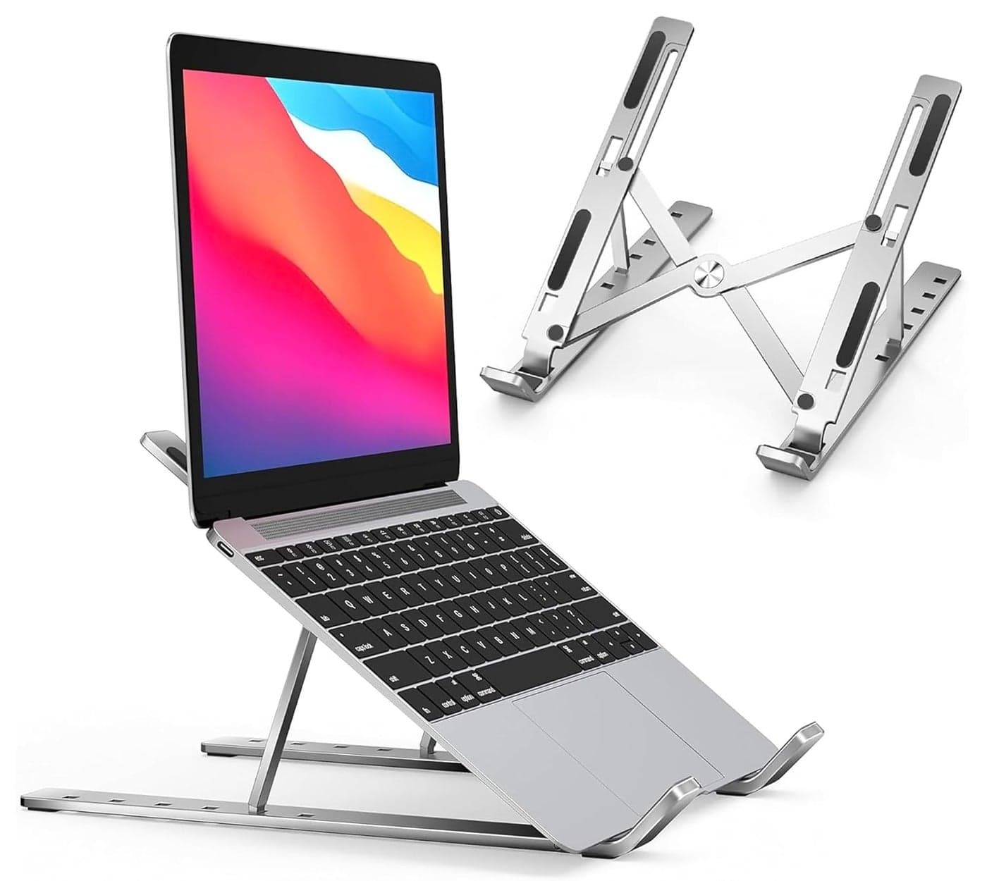 GLUN Metal Notebook and Laptop Stand for Table Ergonomic Laptop Stand Laptop Riser and Tablet Stand for Desk Holder Compatible with MacBook Laptop and Tablet