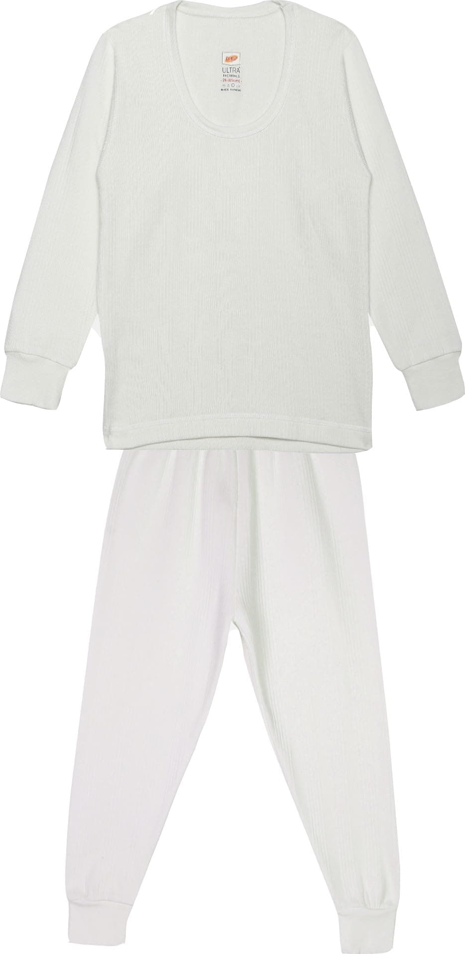 Dollar Ultra Kids Thermal Set | Boys & Girls Winter Innerwear | Kids Thermal Wear | Super Combed Cotton Rich Regular Fit Thermal Top & Bottom Set (Boys & Girls) Off White