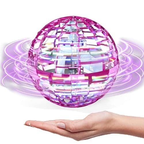 ATHLERIA Pink Flying Orb Ball ToysHand Operated Drones for KidsCool Gadgets Light Up Cosmic Globe Spinning Glow in The DarkChristmas Birthday Gift Ideas Toys for Teen Girls Age 6 7 8 9 10