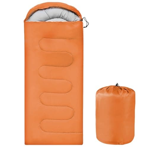 OBTANIM Sleeping Bags Portable Waterproof Camping Sleeping Bag for Adults Kids 4 Seasons Cold Weather or Warm Backpacking Hiking Travel Indoor Outdoor Use (Orange)