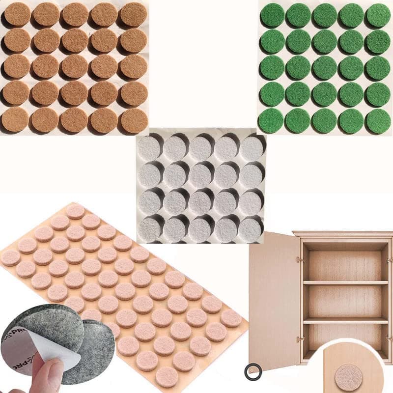 DIY Crafts 375, Wool Dark White, 25mm-Dia 1" inch Round Furniture Felt Pads Diameter Self Adhesive Protects Kitchen Cabinets, Drawers, Desks and Furniture Against Bumps and Scr (375, Wool Dark White)
