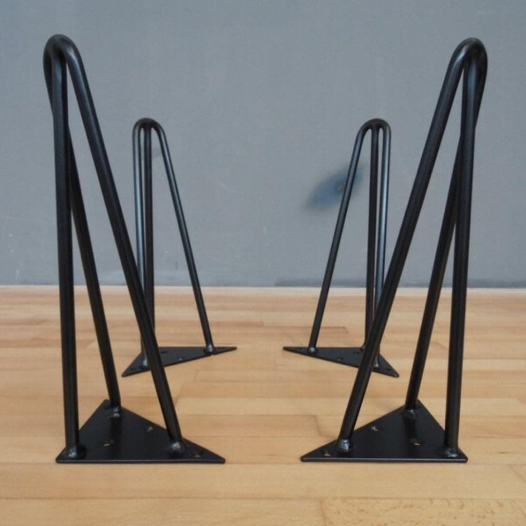 Hivall 8in Metal Black Hairpin Legs Set of 4 Heavy Duty Furniture Legs900 Lbs DIY Hairpin Table Leg Project with Rubber Floor Protector for Coffee Cabinets Sofas Desk Chairs Bedside Tables